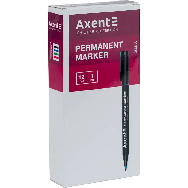 Набор маркеров Axent Permanent 2535-A круглый 1 мм 12 шт. черный (2535-01-A) - фото 2