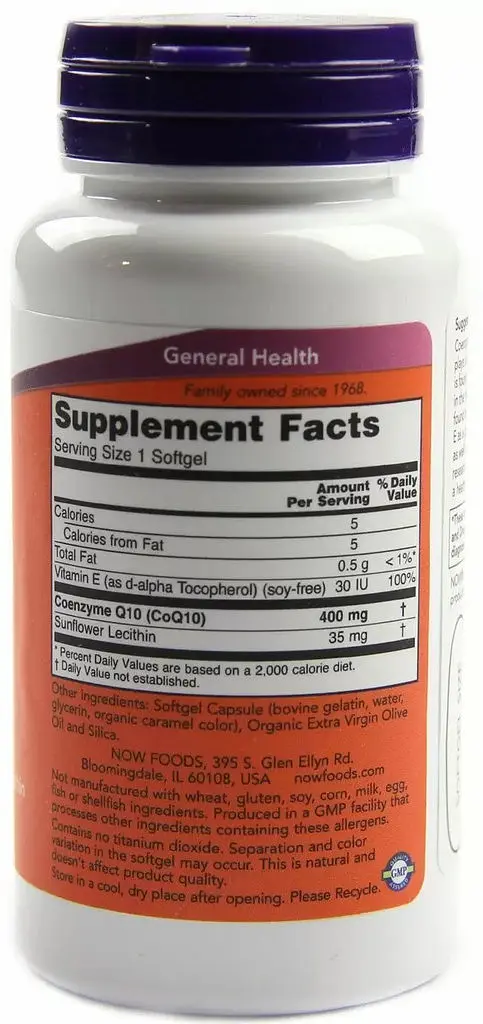 Натуральная добавка NOW CoQ-10 400 mg, 30 капсул - фото 2