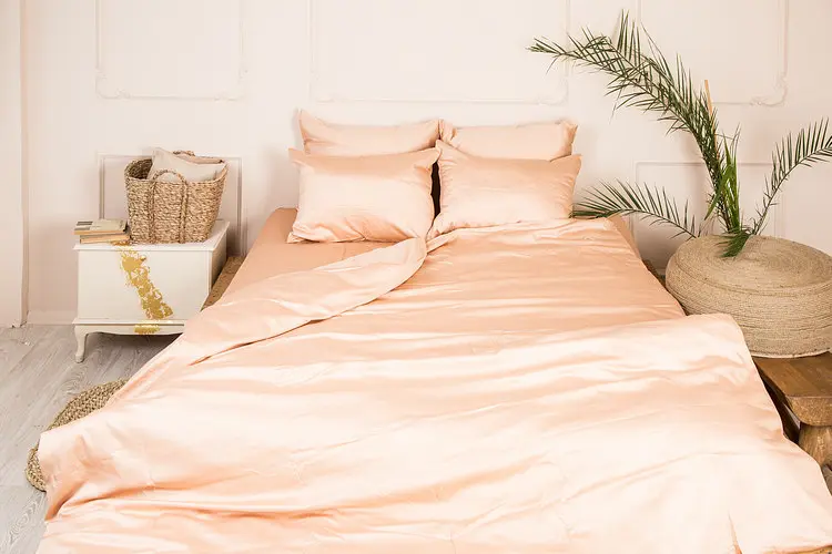 Простирадло на резинці Ecotton 180х200 см однотонне персикового кольору Frost almond (20056) - фото 2