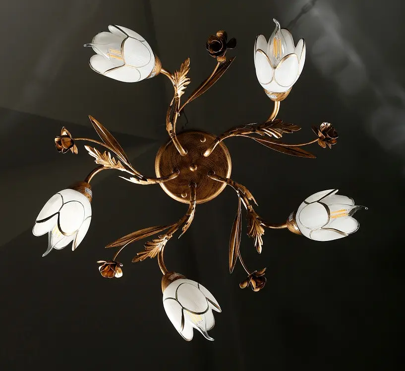 Люстра Splendid Ray L90529D/5, 5 ламп, E14, 55 см, бронзова, стиль для спальні та вітальні - фото 2