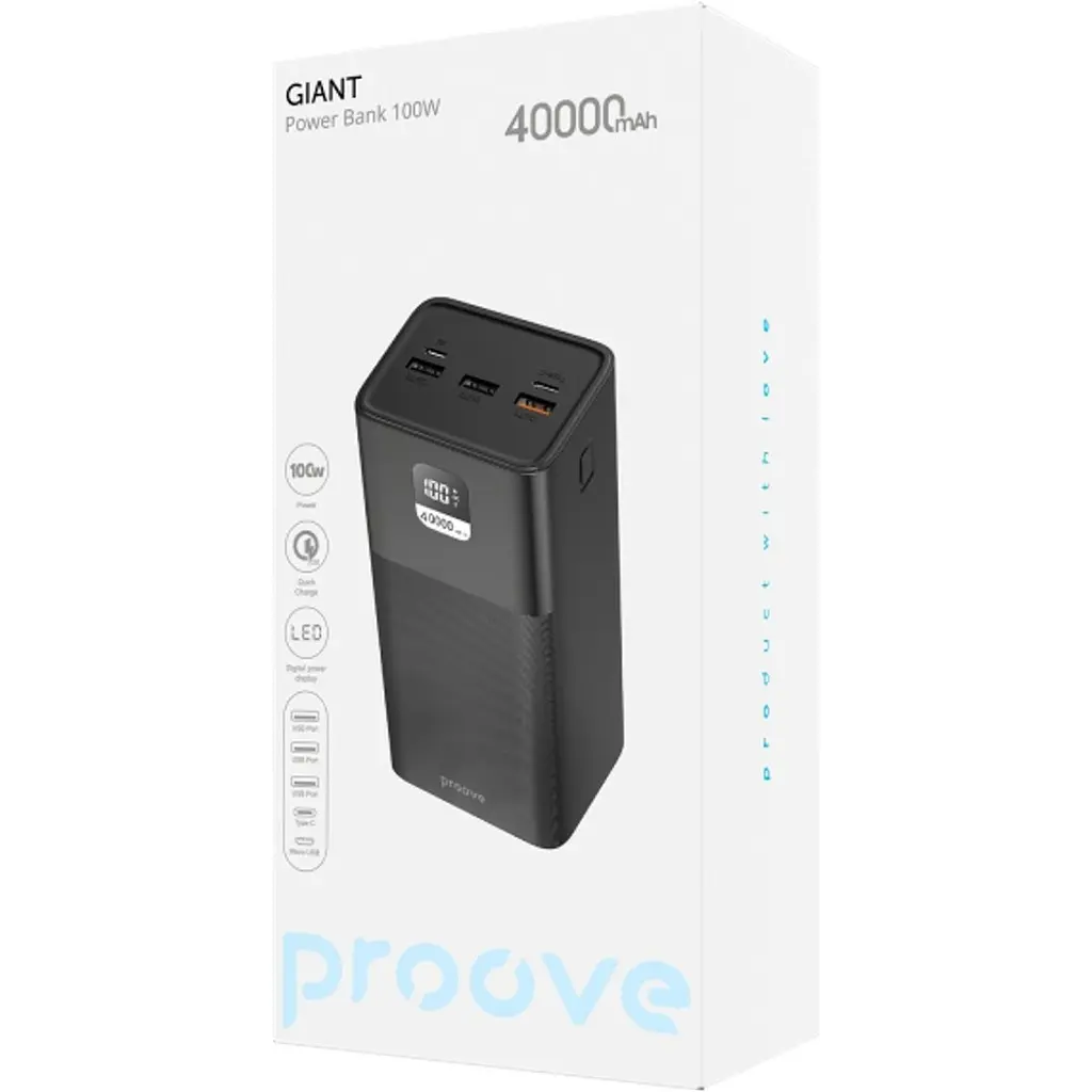 Зовнішній акумулятор Proove Giant Lite 40000mAh 22.5W Dark Gray (PBGI20312201) [117505] - фото 6