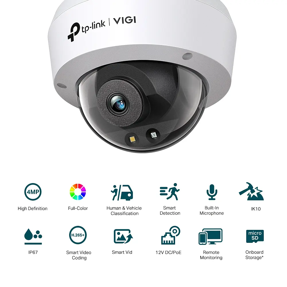 IP-Камера VIGI C240-4, PoE, 4Мп, 4 мм, H265+, IP66, Turret, кольорове нічне бачення, внутрі TP-Link teh0015939 - фото 4