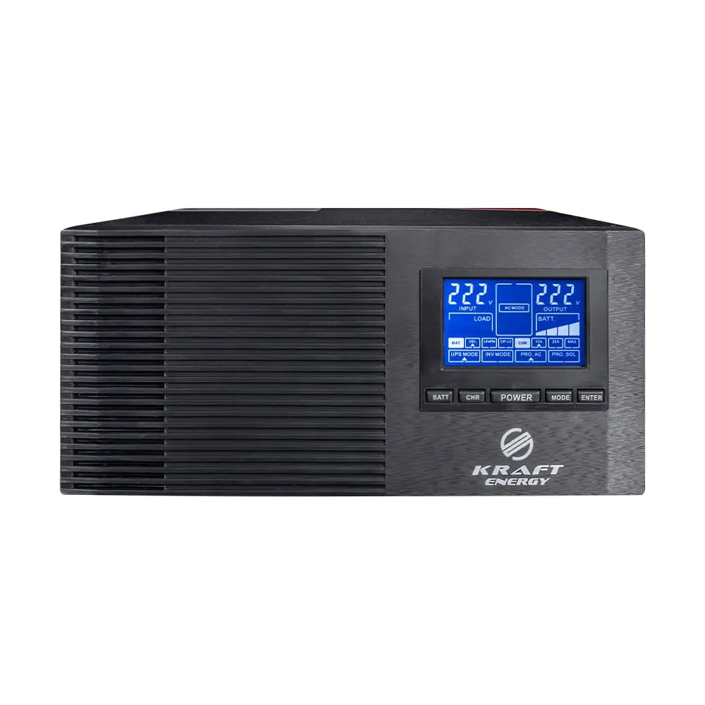 Інвертор Kraft KRF-AVR1000VA/800W-12V з правильною синусоїдою під зовнішній акумулятор (42-00092) - фото 2