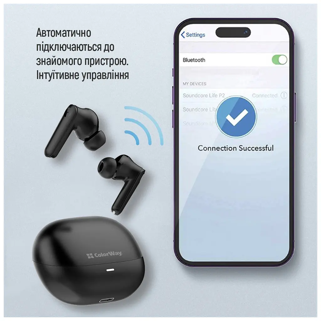 Навушники ColorWay Slim TWS-1 Earbuds Long Life Black (CW-TWS1BK1) - фото 9