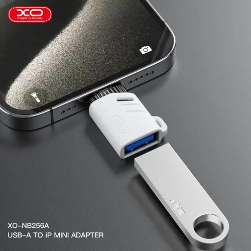 OTG-адаптер XO NB256A USB-A female to Lightning with lanyard Білий - фото 3