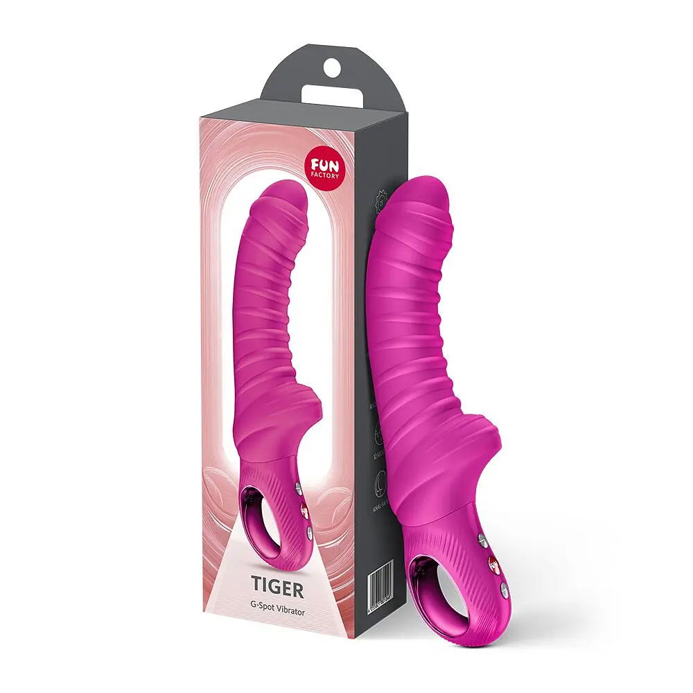 Вібратор для точки G Fun Factory TIGER Magenta, ребристий, підходить для анальної стимуляції - фото 4