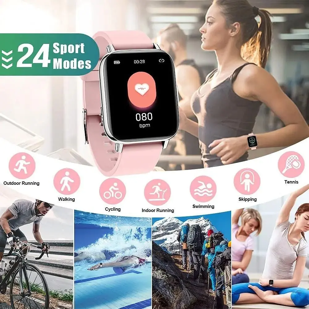 Розумний смарт-годинник Nerunsa Smart Watch Android iOS рожевий - фото 2