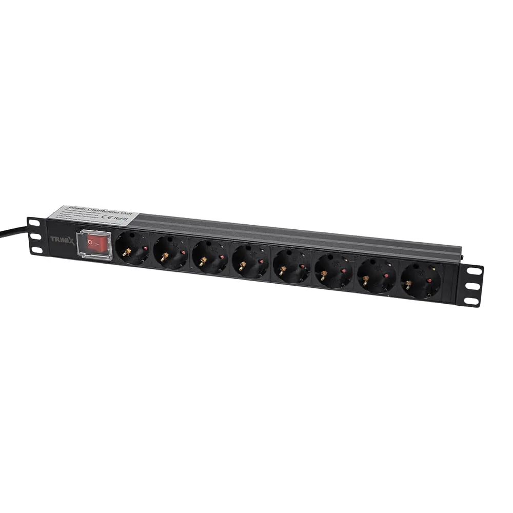 Блок розеток Trinix TRX-PDU/8M-16А Black для комутаційної шафи 19" на 8 розеток, з вимикачем (25-00110) - фото 6