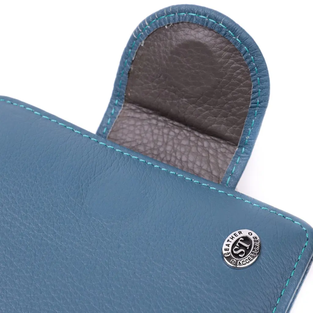 Красиве шкіряне портмоне з монетницею зовні для стильних жінок ST Leather 19457 бірюзове - фото 9