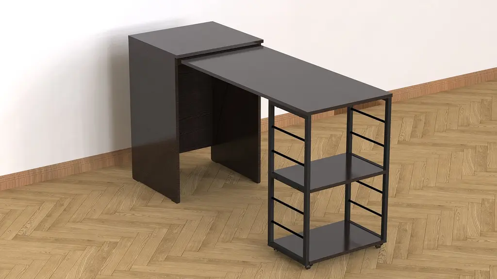 Стол-тумба трансформер Смарт 2/2 Ferrum-decor 750x1450x600 Черный металл ДСП Венге Магия 16 мм (FRD-106166) - фото 2