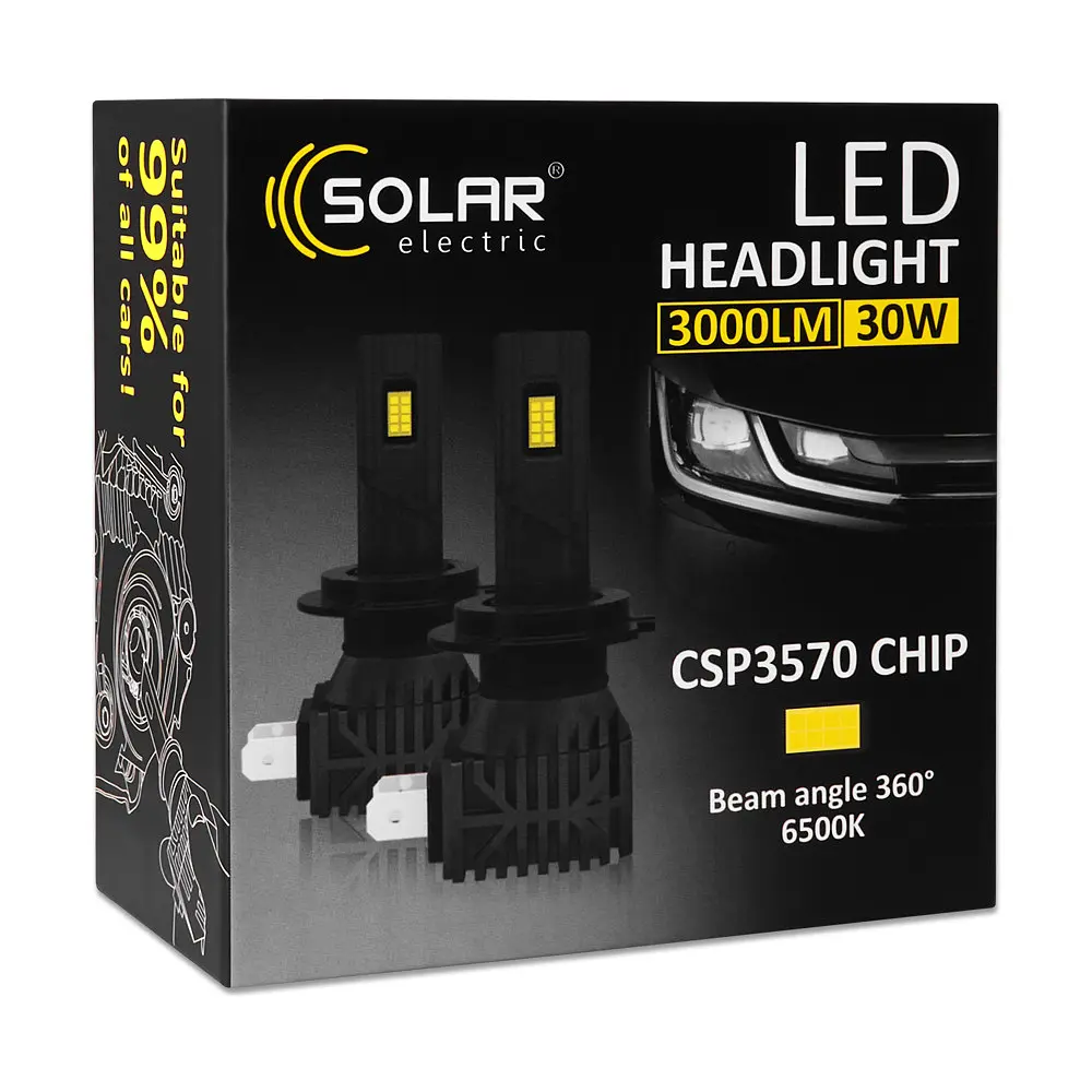 Автолампа Solar LED HB4 (9006) 12/24V 30W 3000 Lm 6500K CSP3570 2 шт. (8406S2) - фото 5