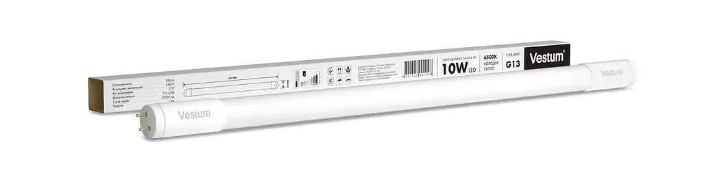 Світлодіодна лампа Vestum T8 600 мм 10W 850 Лм 6500K 175-250V G13 1-VS-4001 - фото 2