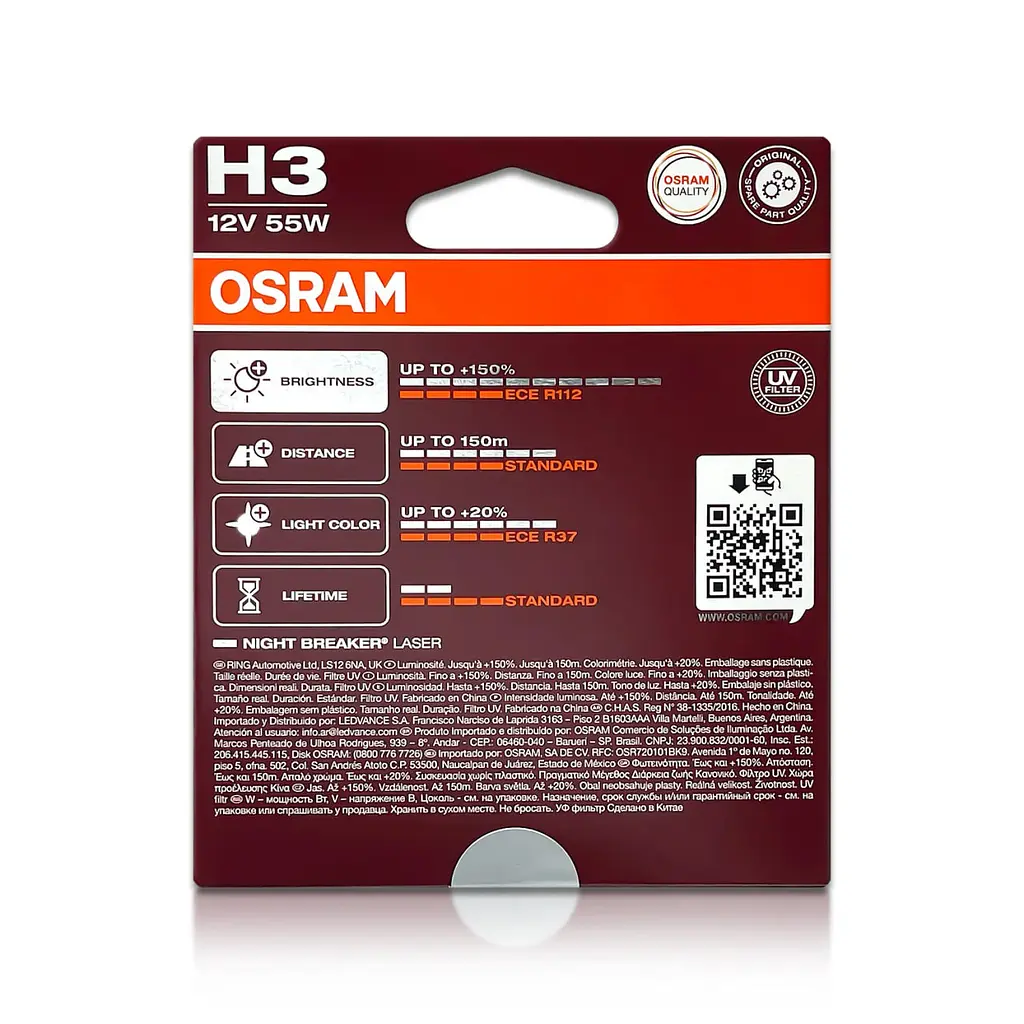 Комплект галогенових ламп OSRAM 64151NL-2HB H3 Night Breaker LASER +150% 55W 12V Pk22s (2 шт) - фото 5