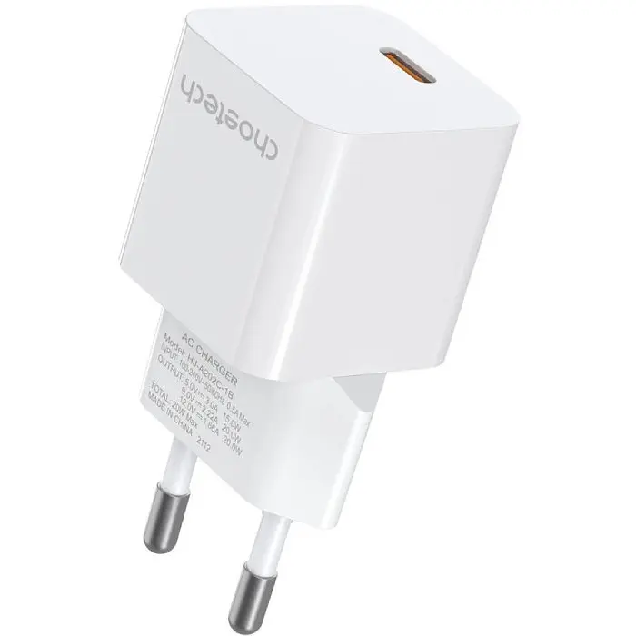 Зарядний пристрій 1xUSB-С 20W PD білий Choetech - фото 2