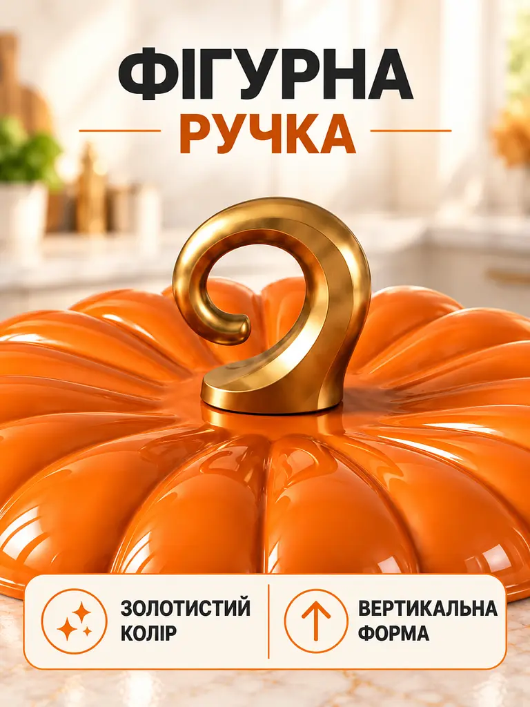 Сотейник з кришкою чавунний емальований 28 см 4 л помаранчевий (37261551) - фото 4