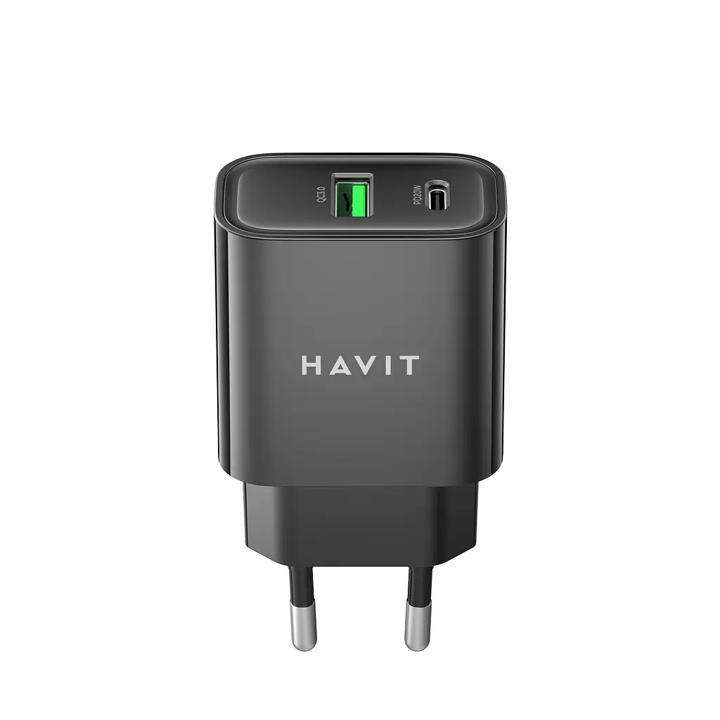 Зарядний пристрій HAVIT UC111 PRO 20W USB-A+USB-C Black HAVIT (28804-000) - фото 2