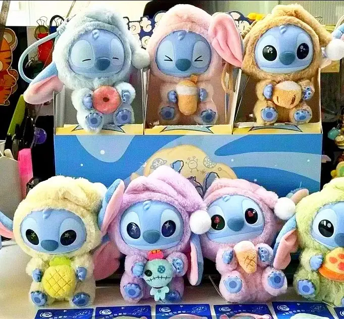 Іграшка сюрприз м'який брелок Лабубу Стич 15см lububu Stitch Eat Something Before Sleep Series лялька для сумки - фото 4