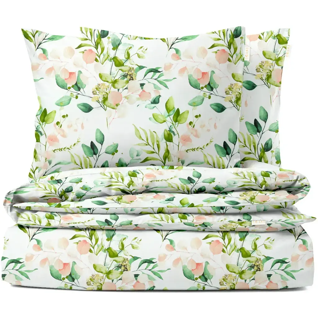 Комплект постільної білизни Cosas полуторний без простирадла FLORAL LEAVES 160 x 220 см (FoliageGreenBudRose_160_2)