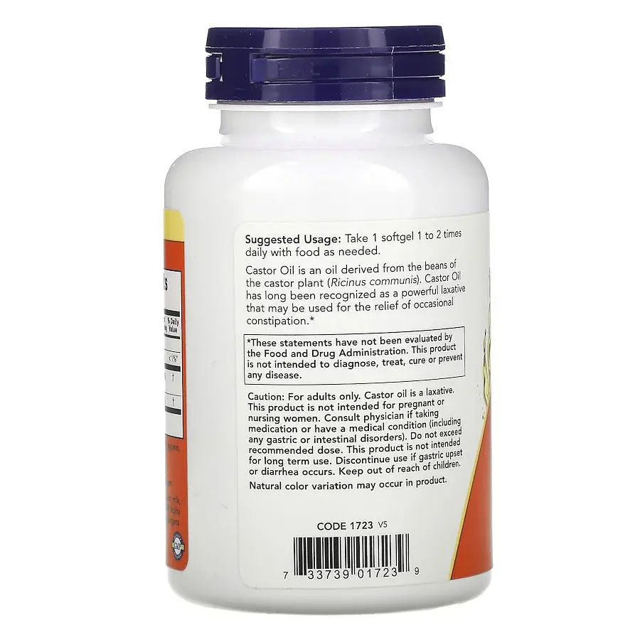 Натуральна добавка NOW Castor Oil 650 mg, 120 капсул - фото 3