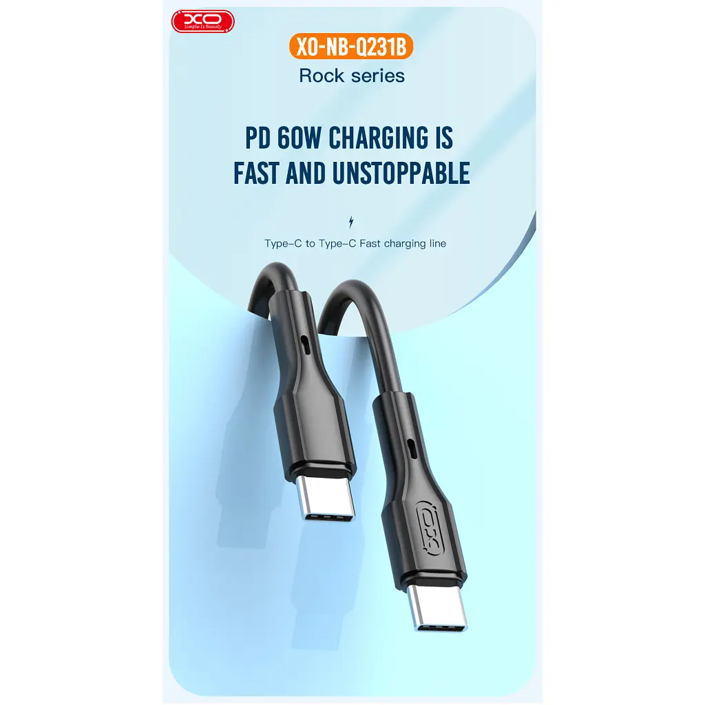 Дата кабель USB-C to USB-C 1.0m 60W Rock XO (NBQ231B_White) - фото 2