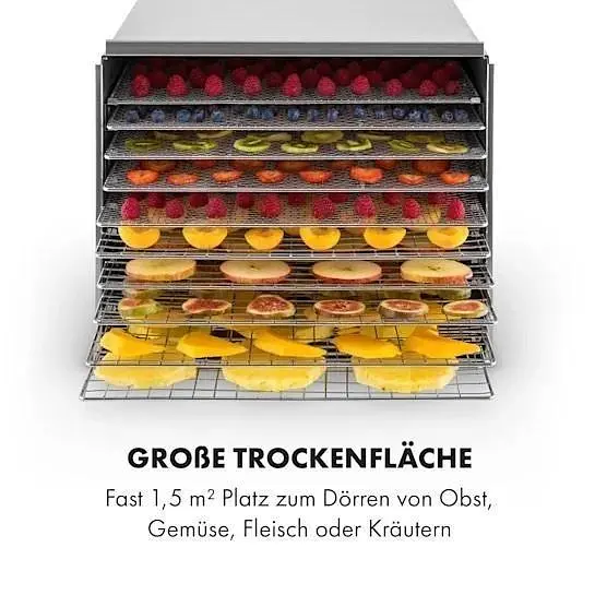 Дегидратор-сушилка для овощей фруктов Klarstein Master Jerky Steel 10 (10028437) - фото 6