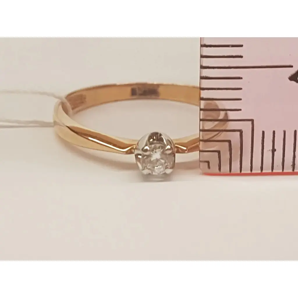 Золоте кільце Харківська ювелірна фабрика з фіанітом. 700030 17,5 - фото 5