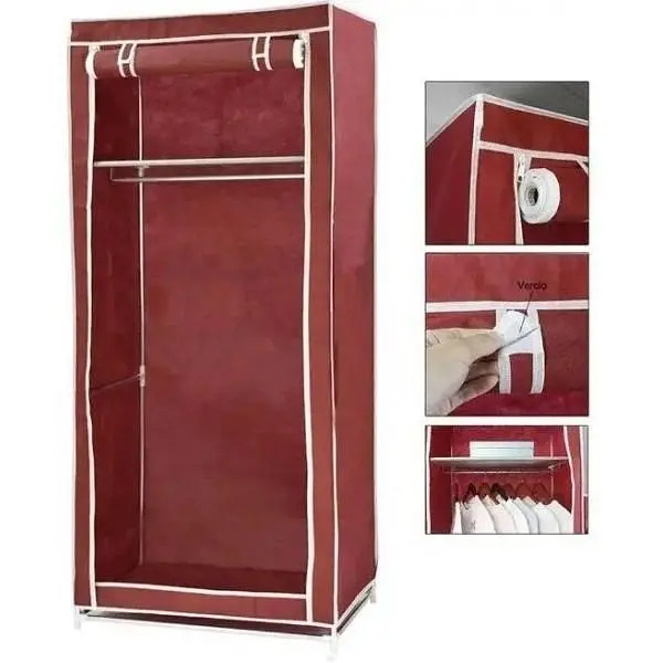Шкаф тканевый Stenson раскладной 75х45х150 см wine red (26033) - фото 3