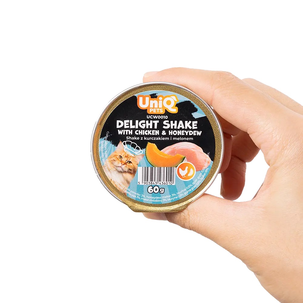 Кремовий вологий корм для кішок UNIQ PETS CAT WET FOOD DELIGHT SHAKE з куркою та медовою динею, 60 г - фото 9