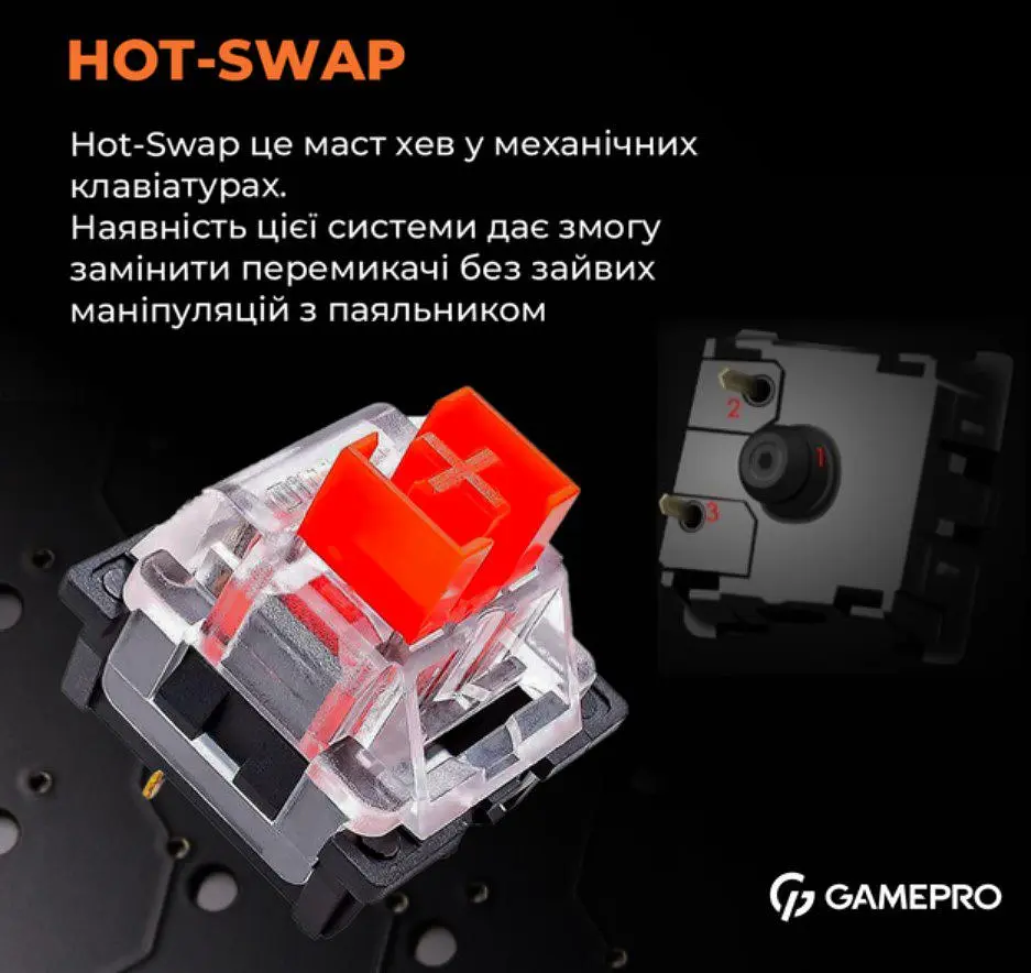 Механічна ігрова клавіатура GamePro GPMK-18 Red Switch Hot-Swap TKL RGB White - фото 5