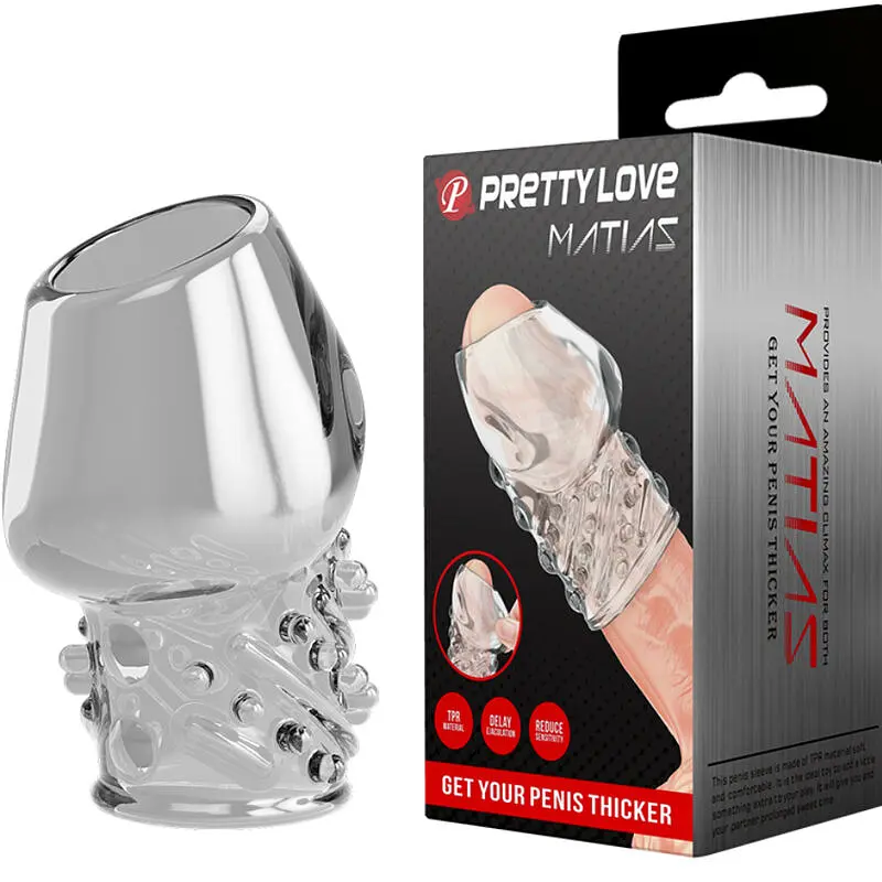 Насадка на пеніс Pretty Love Matias Penis Thicker Transparent, 6.5 см (прозорий) - фото 4