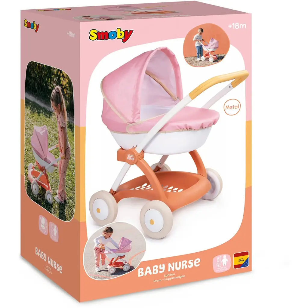 Коляска для ляльки Smoby Toys Baby Nurse люлька з корзиною теракотова пудра (7600254124) - фото 2
