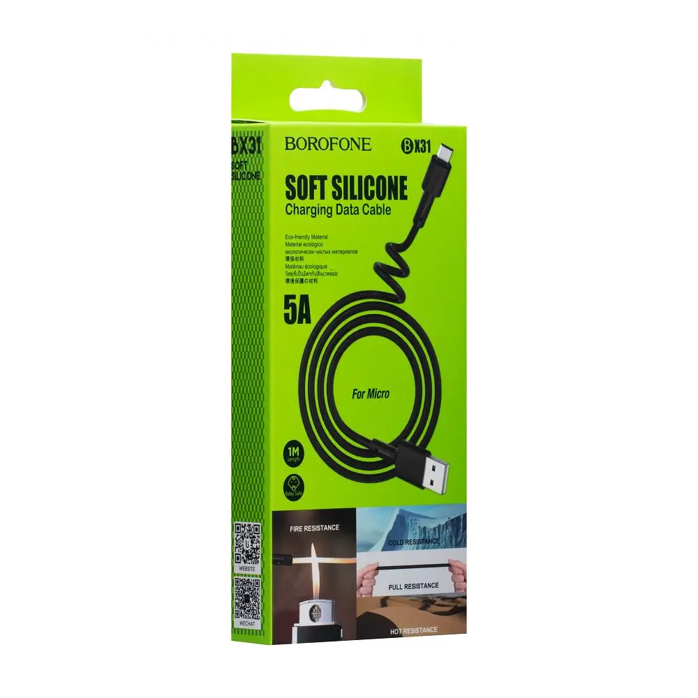 Кабель Borofone BX31 micro USB 1м чорний 10390 - фото 2
