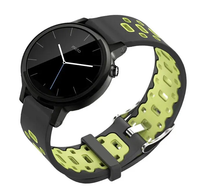 Спортивный ремешок Primo Perfor Classic для часов Motorola Moto 360 2nd gen (42 мм) Black Green - фото 2