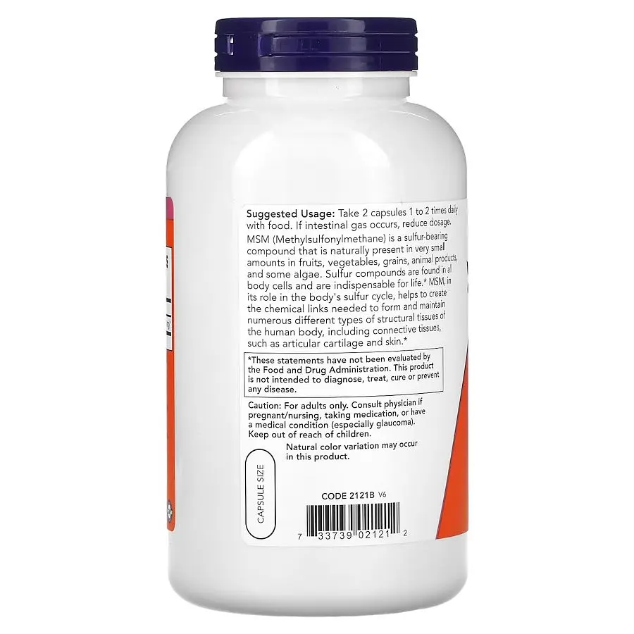 Препарат для суглобів і зв'язок NOW MSM 1000 mg, 240 вегакапсул - фото 3