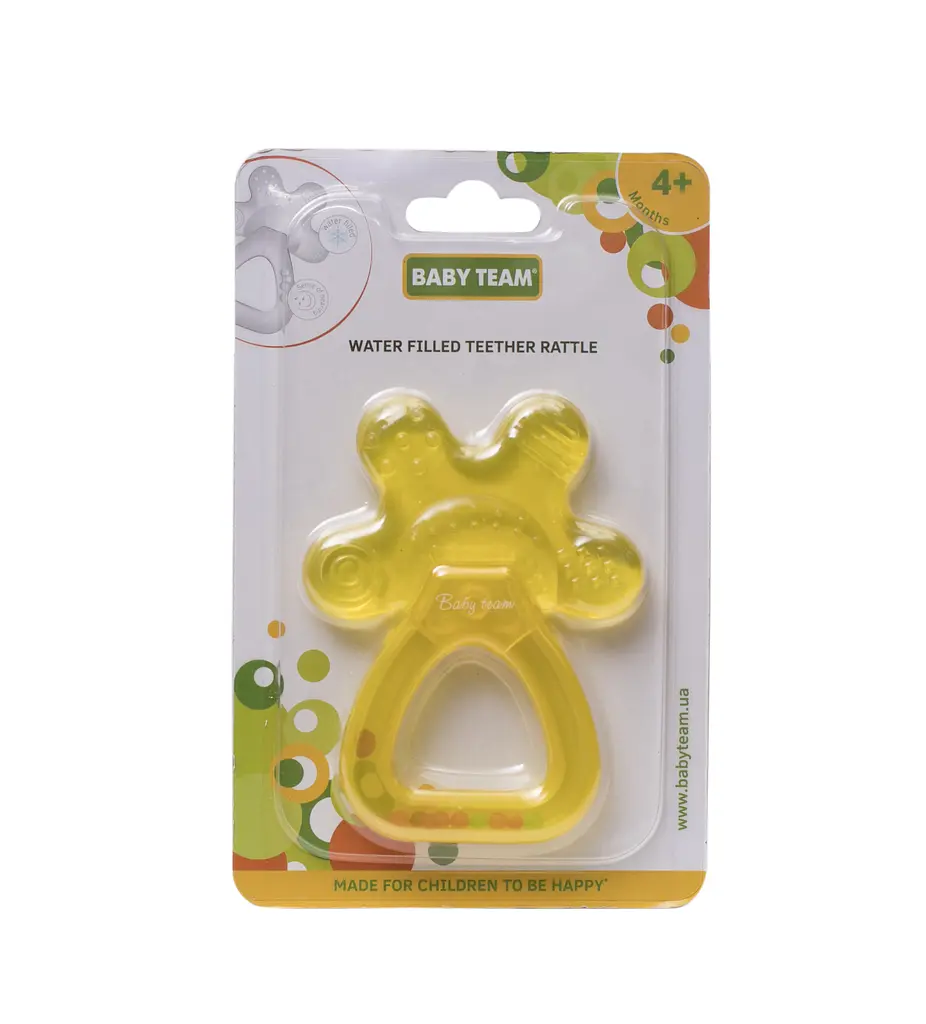 Прорізувач-брязкальце з водою Baby Team, жовтий (4036_желтый) - фото 2