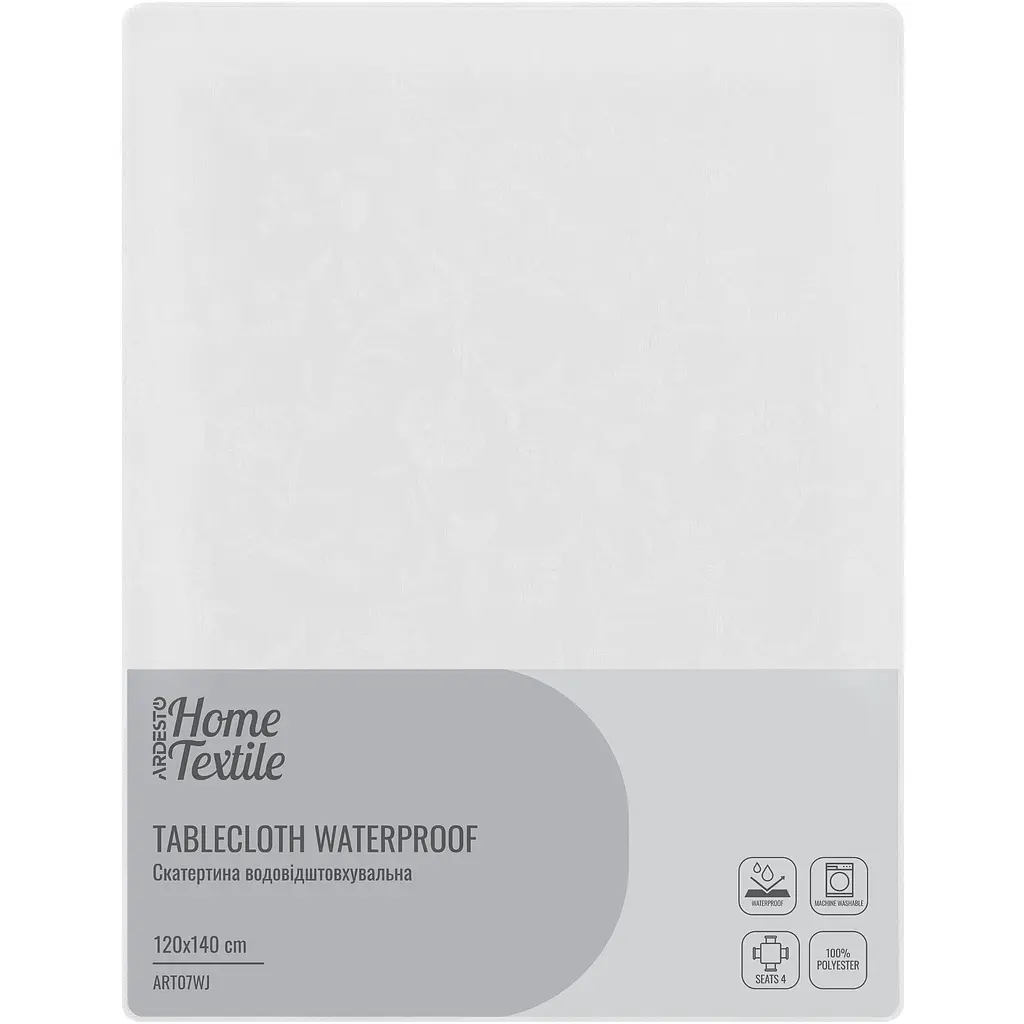 Скатертина Ardesto Waterproof Jacquard 120х140 см білий (ART07WJ)