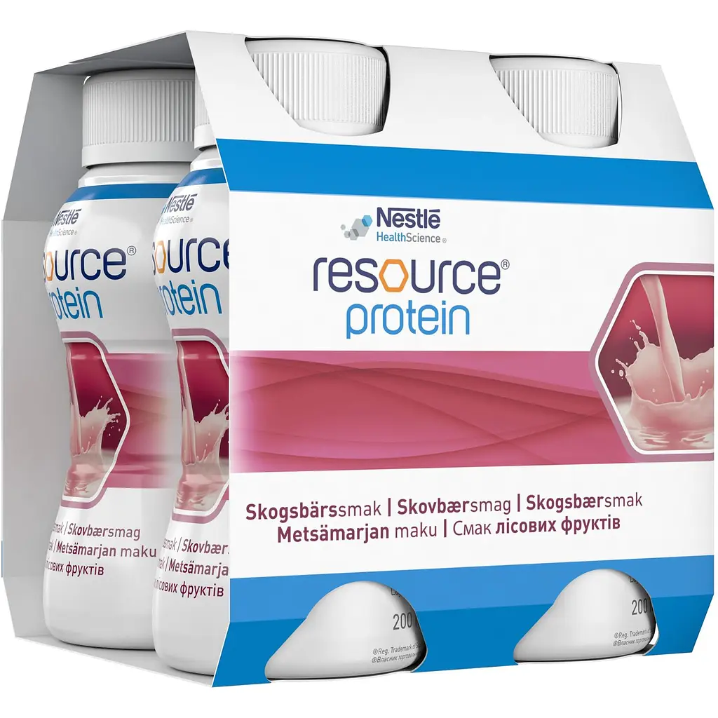 Готова молочна суміш Nestle Resource Protein Ресурс Протеїн, зі смаком лісових фруктів, 800 мл (4 шт. по 200 мл) - фото 2