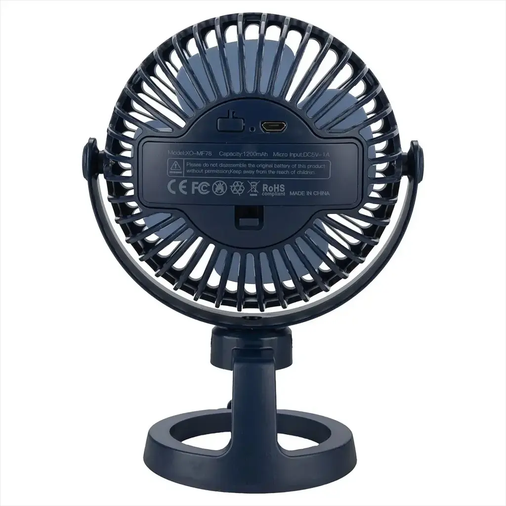 Вентилятор XO MF78 4-inch desktop/bracket adjustable angle fan на аккумуляторе 1200 мА·ч голубой - фото 2
