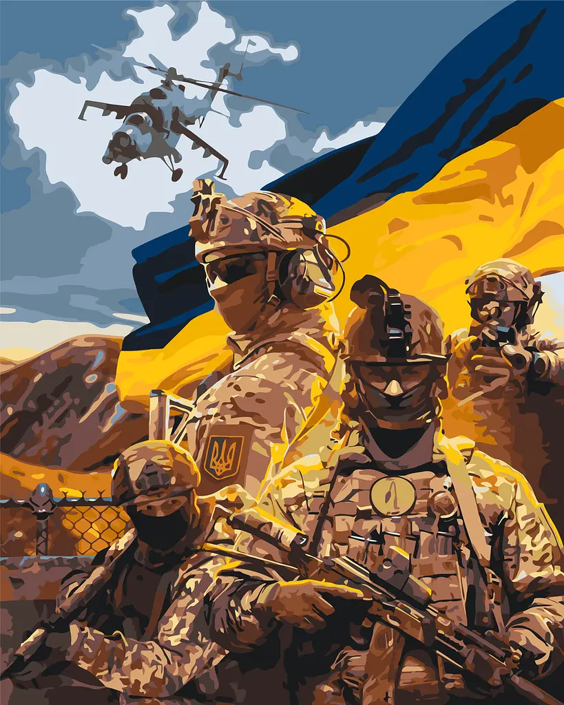 Картина за номерами Зберігаймо спокій і віримо в ЗСУ © 40*50 см Орігамі LW 3227