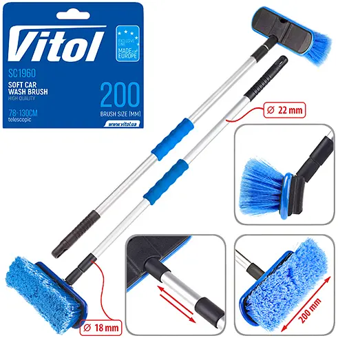 Щітка для миття автомобілів Vitol телескопічна 78-130 см (SC1960) - фото 5