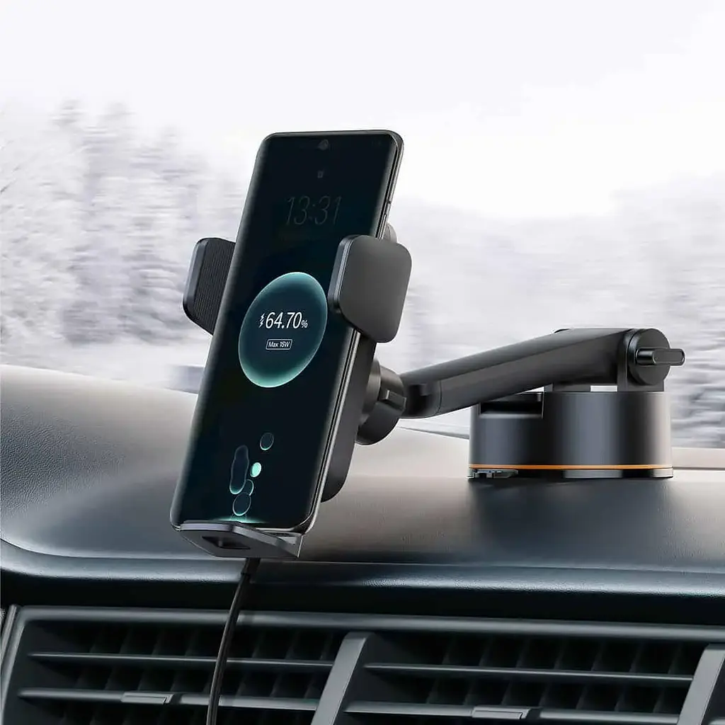 Автомобильный держатель телефона с функцией беспроводной зарядки Baseus Wisdom Auto Alignment (CGZX000001) - фото 4