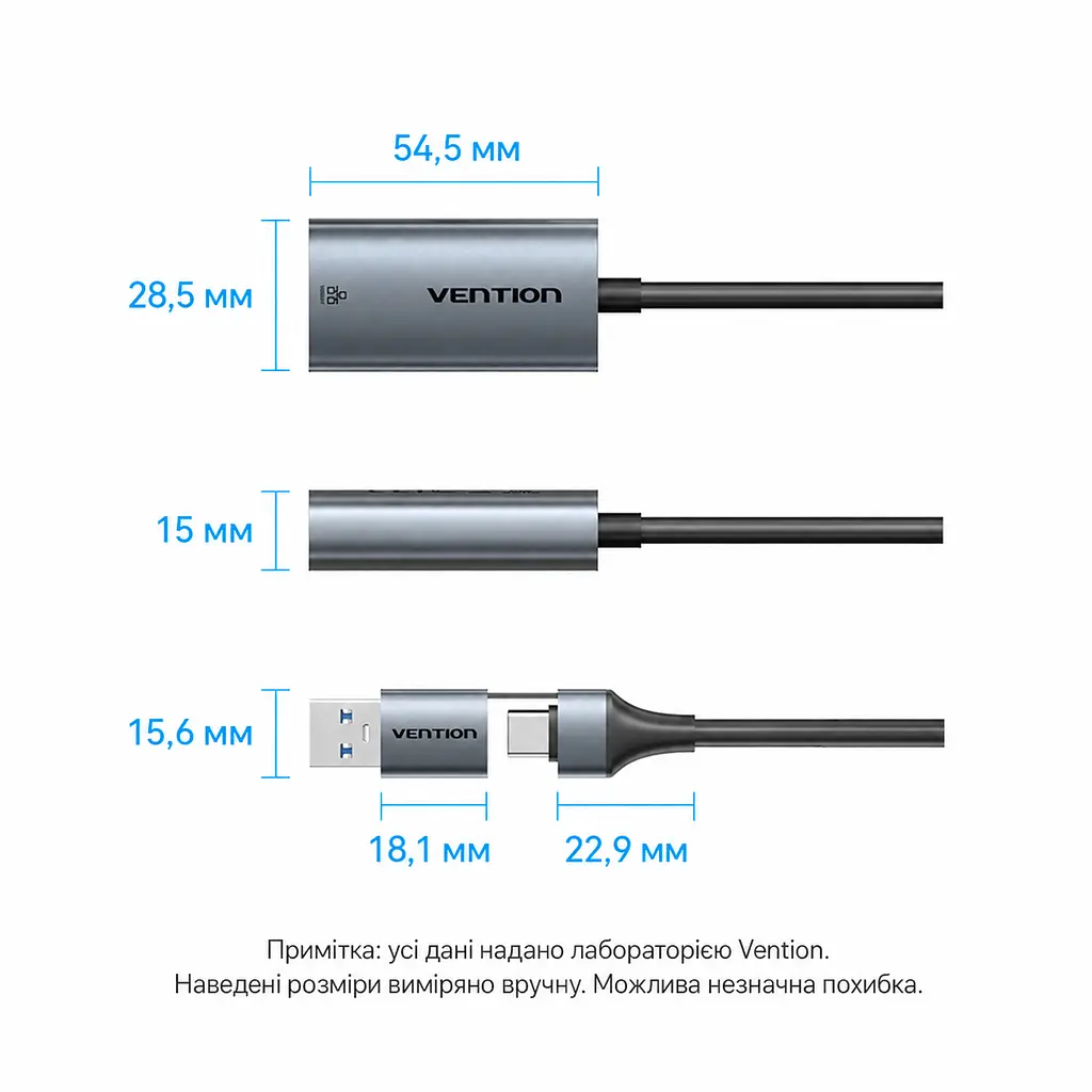 Мережевий Ethernet-адаптер Vention зовнішня мережева карта з USB-C або USB-A на RJ45 10/100/1000 Мбіт/с без встановлення драйверів у macOS та Windows 8–11 зі світлодіодними індикаторами мережі для Nintendo Switch через USB-порт док-станції із вбудованим кабелем 0,15 м сірий (CFQHB) - фото 7