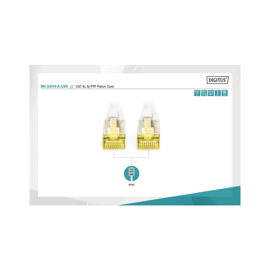 Патч-корд Digitus 15м, CAT 6a S-FTP, AWG 26/7, Cu, LSZH, grey (DK-1644-A-150) - фото 3