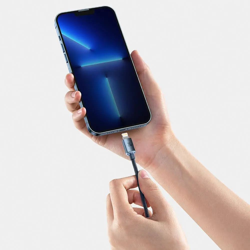 Кабель Baseus Lightning USB Type-C to Lightning Crystal Shine Series 20W 2m Black (CAJY000301) - фото 7