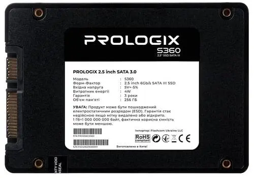 Твердотільний накопичувач SSD 256Gb, S360, SATA3, 2.5" Prologix teh0027768 - фото 2