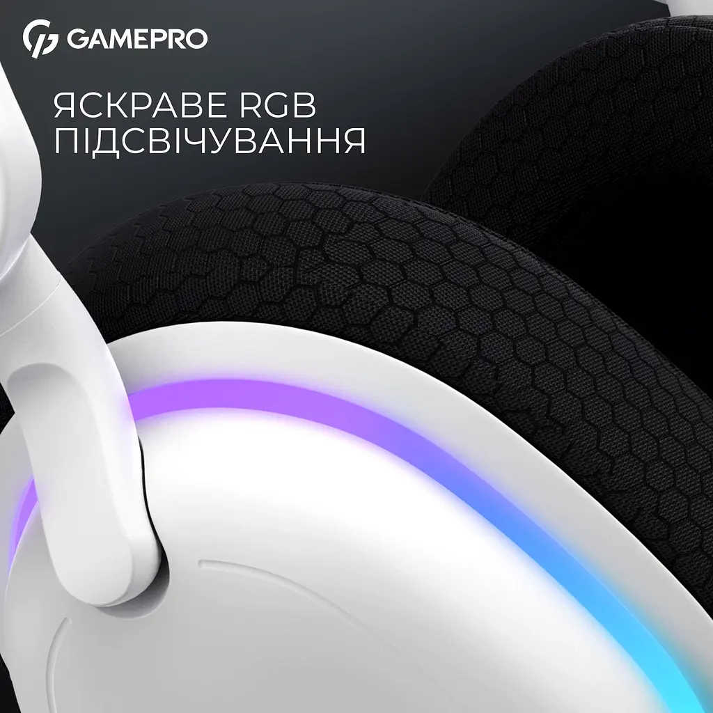 Навушники GamePro Asgard Bragi 7.1 RGB Tri-Mod White бездротові (HSW250W) - фото 9