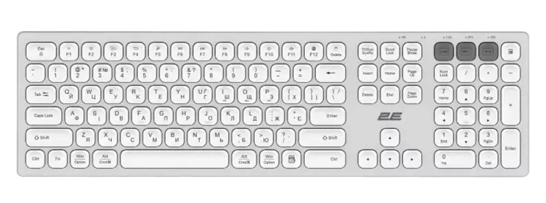 Клавіатура бездротова 2E KS270 Silver/White (2E-KS270WBWH_UA)