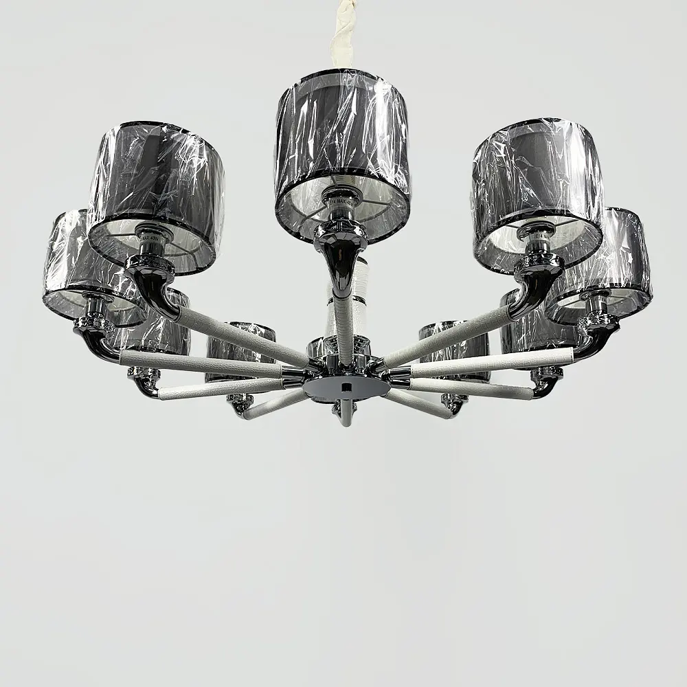 Плафонная люстра с элементами белой экокожи Line.F S 198/10 WT - фото 5