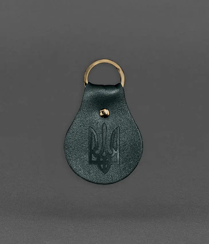 Шкіряний брелок Патріотичний з гербом зелений - фото 2