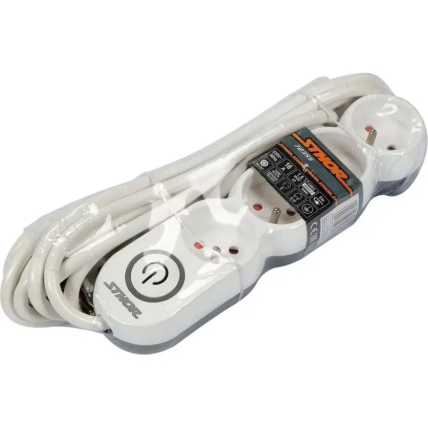 Подовжувач мережевий Sthor 5 м 4 гнізд і вмикач 3-жильний 1.5 мм² з заземленням білий (72355) - фото 4